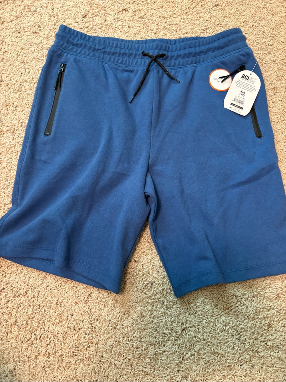 wonder nation Men's Blue Athletic Shorts with Zippered Pockets